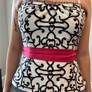 Y2K Fairycore White Black Lace Prairie Strapless Pink Whimsical Medium Corset